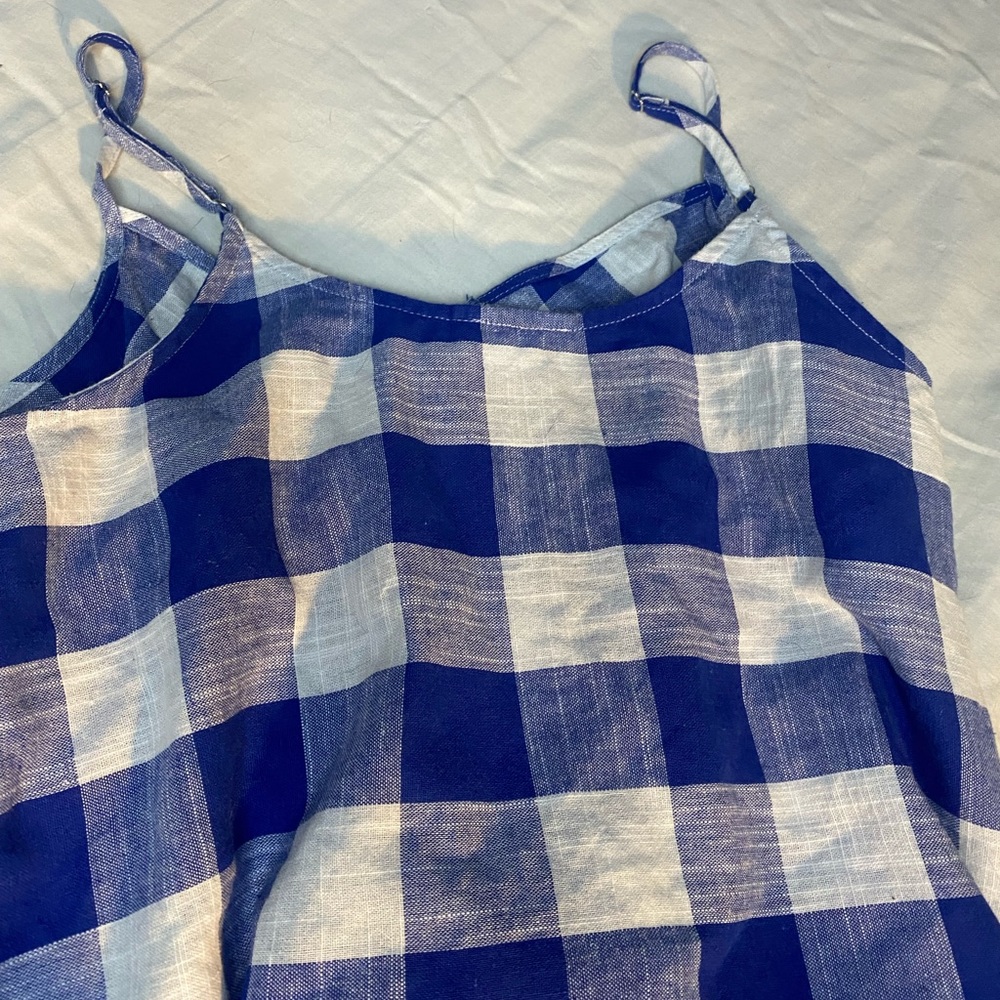 blue and white crop top